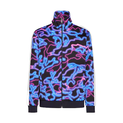 Valentino SS22 Neon Camouflage Zip-Up Jacket Hoodie Black XV3MF21I86EN36