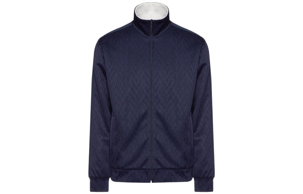 Valentino SS22 Optical Jacquard Zip-Up Jacket Men’s Blue XV3MF19Q842CK7