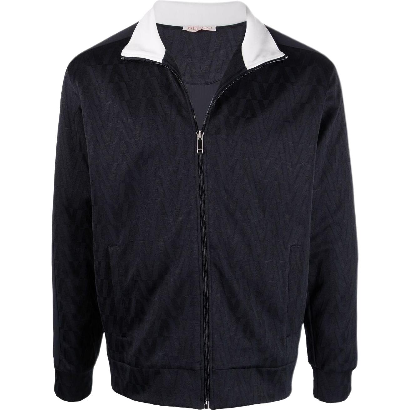 Valentino SS22 Optical Monogram Track Jacket Black VMF19Q842CK7