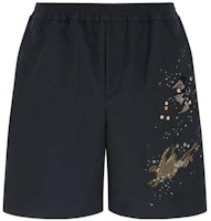 Valentino SS22 Pattern Embroidered Relaxed Fit Shorts Black . XV3RDB3781U598 Valentino SS22 Pattern Embroidered Relaxed Fit Shorts Black . XV3RDB3781U598