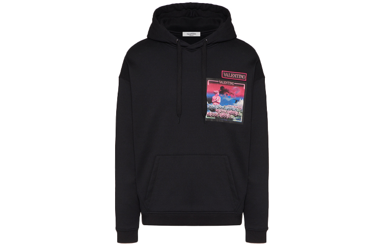 Valentino SS22 Pattern Print Cotton Pullover Sweatshirt Black XV3MF21M8620NO