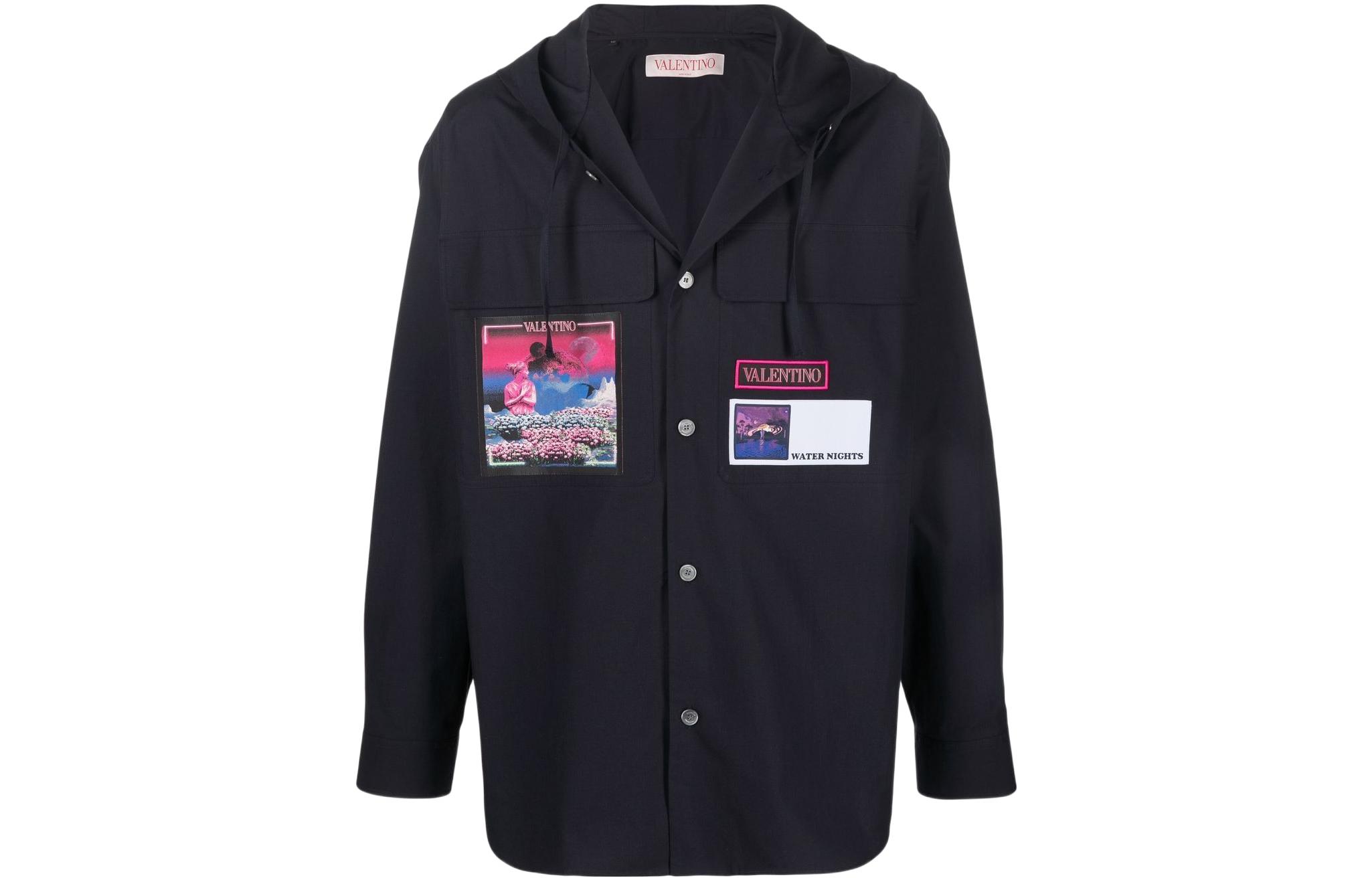 Valentino SS22 Pattern Print Hooded Jacket Black Menswear XV3CIL0581F384