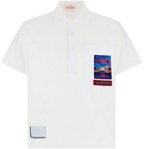 Valentino SS22 Baju Polo Lengan Pendek Cetakan Corak Putih XV3MH02H85N0BO Order Valentino SS22 Baju Polo Lengan Pendek Cetakan Corak Putih XV3MH02H85N0BO