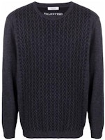 Valentino SS22 Sweater Rajut Wol Pola Jacquard Hitam VKC16D7K0G93 Order Valentino SS22 Sweater Rajut Wol Pola Jacquard Hitam VKC16D7K0G93