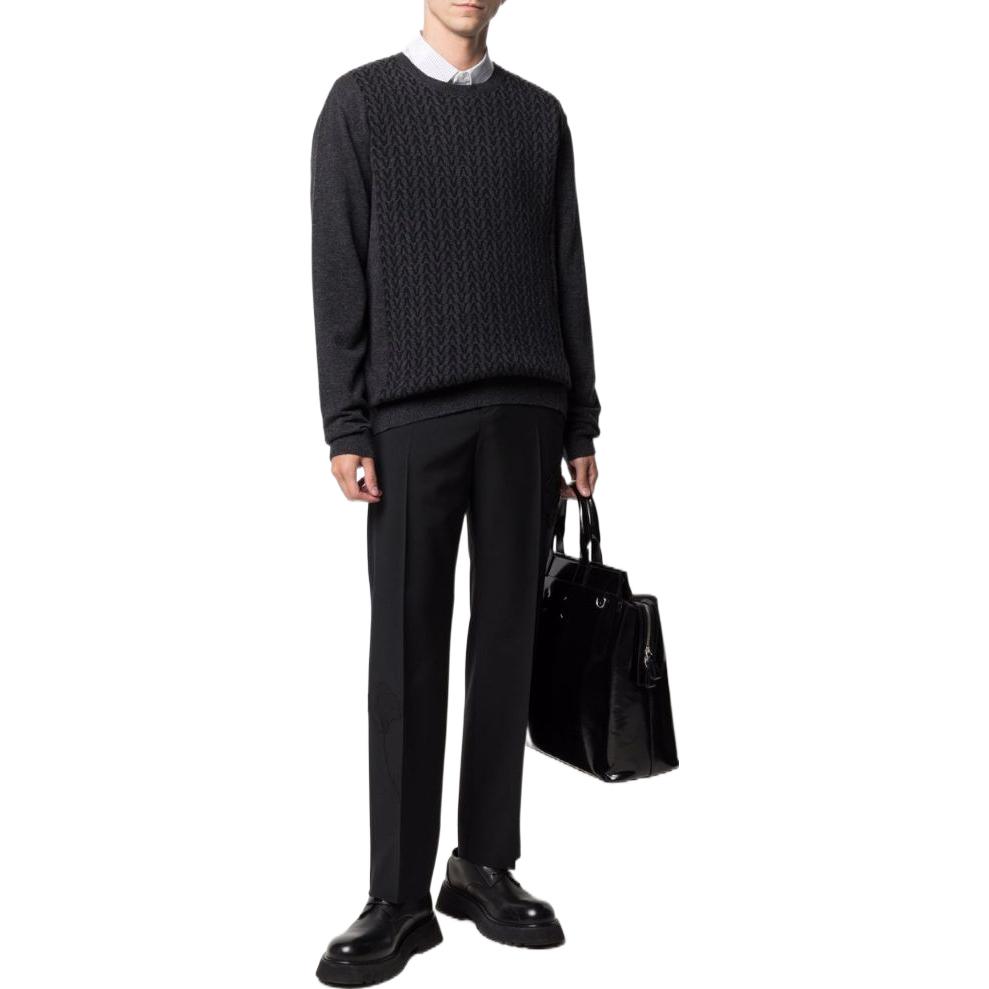 Lookbook Valentino SS22 Sweater Rajut Wol Pola Jacquard Hitam VKC16D7K0G93