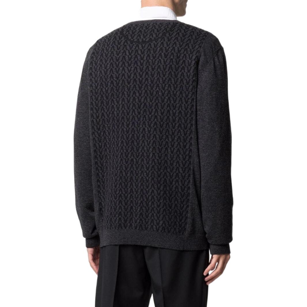Purchase Valentino SS22 Sweater Rajut Wol Pola Jacquard Hitam VKC16D7K0G93