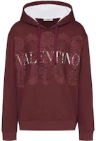 Valentino SS22 Print & Lace Embroidered Sweatshirt Maroon XV3MF20T83HSH0 Valentino SS22 Print & Lace Embroidered Sweatshirt Maroon XV3MF20T83HSH0