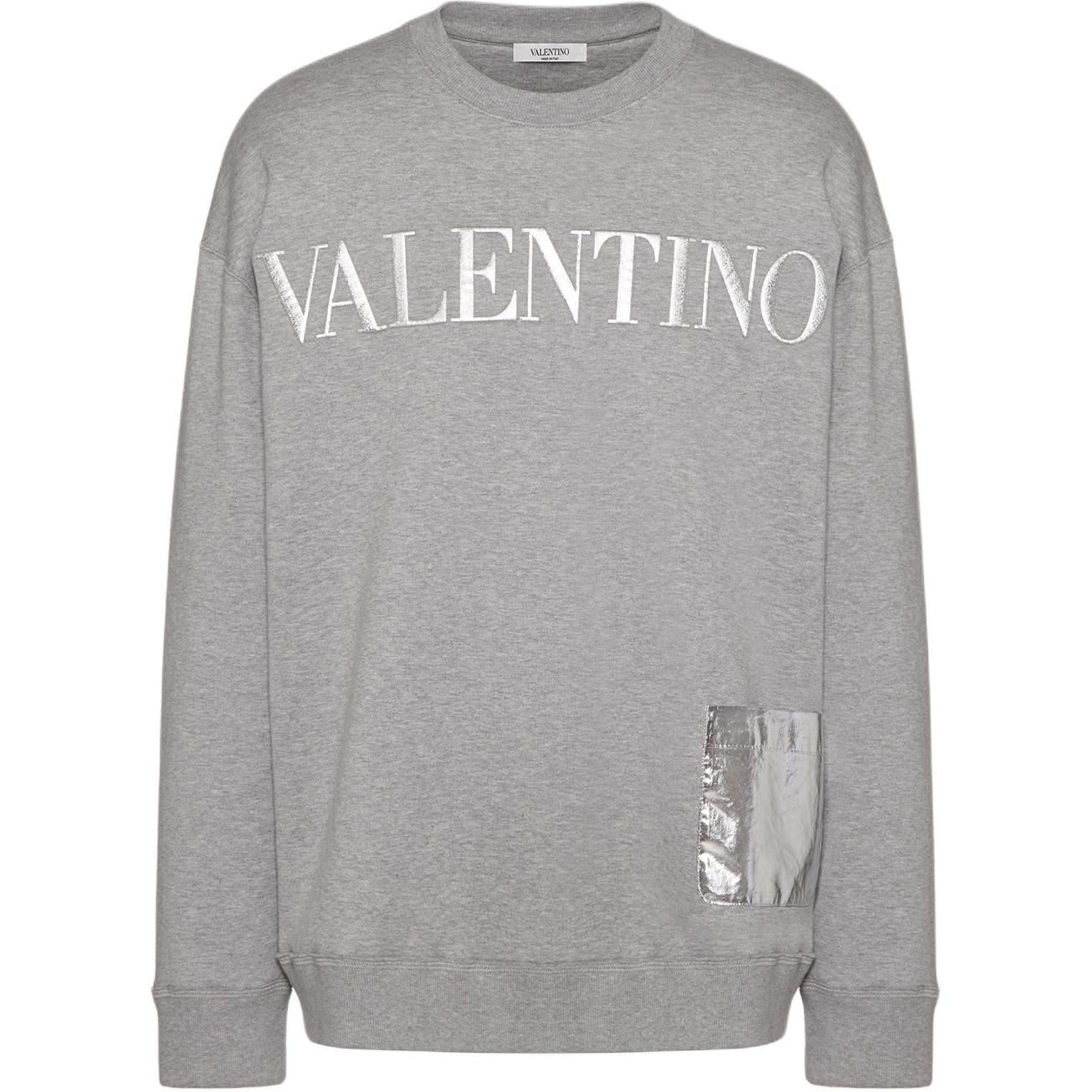 Valentino SS22 Pullover Letter Print Sweatshirt Gray XV3MF18W84KJ94