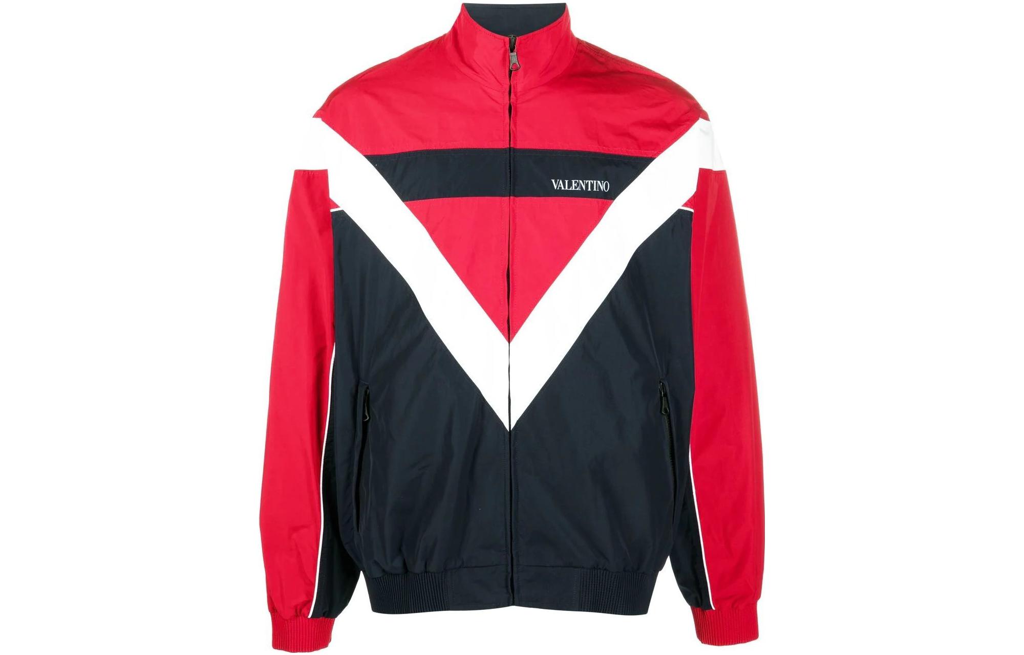 Valentino SS22 Red Logo Print Zip-Up Track Jacket VCIL608JFED3