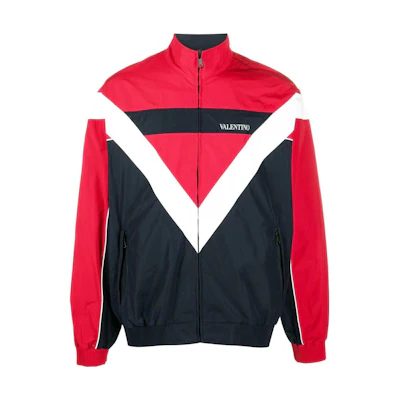 Valentino SS22 Red Logo Print Zip-Up Track Jacket VCIL608JFED3