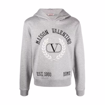Valentino SS22 Solid Color Logo Embroidered Sweatshirt Grey VMF22U8MG0F3
