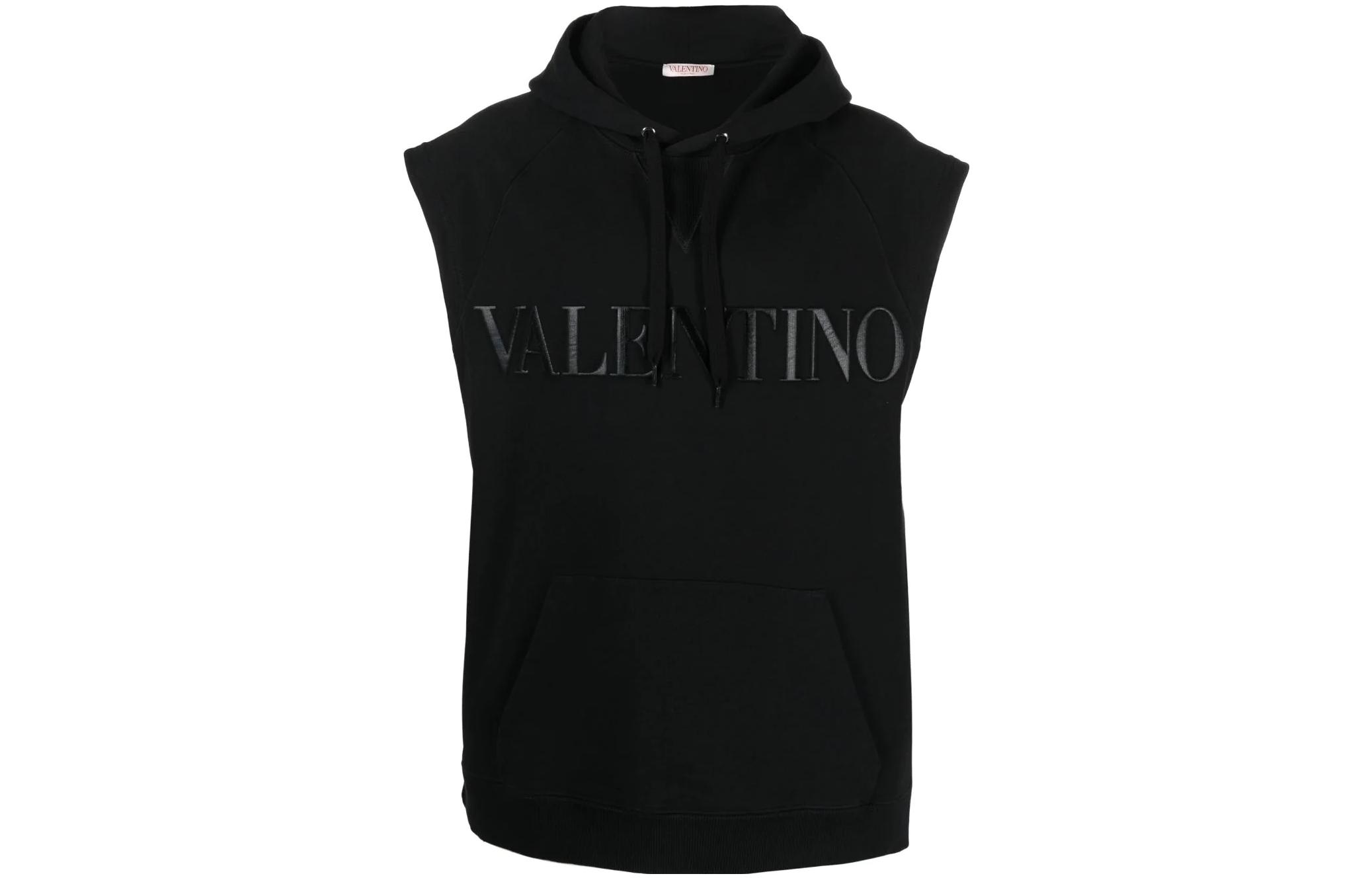 Valentino SS22 Solid Color Logo Print Sweatshirt Black - VMF21U8F80NO