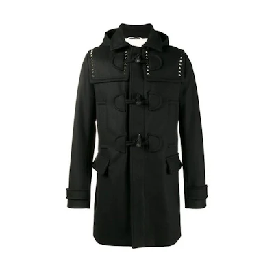 Valentino SS22 Solid Color Mid-Length Hooded Jacket Black Mens QV3CK0123SCONO