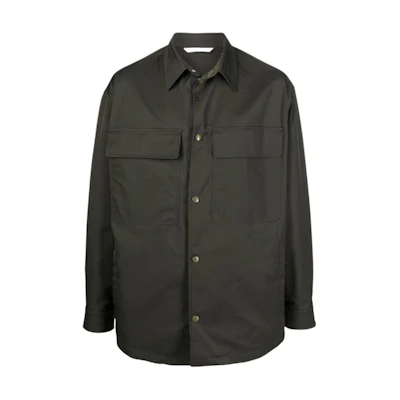 Valentino SS22 Solid Single-Breasted Long-Sleeve Jacket Green CJE287VL-L90