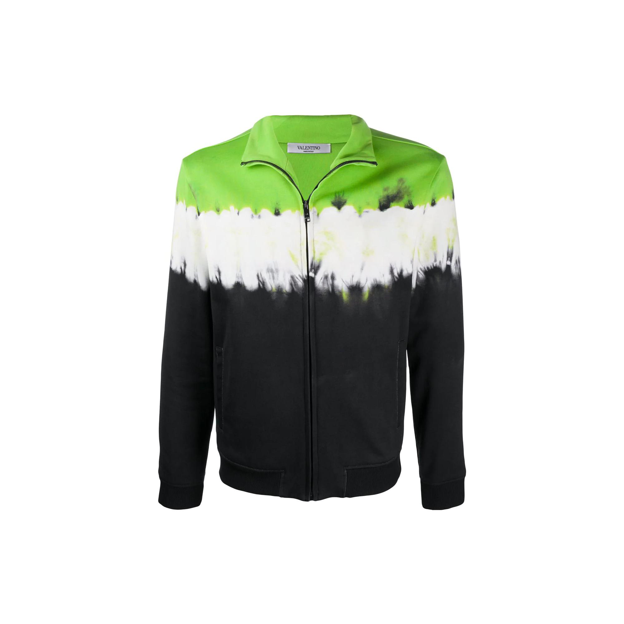 Valentino SS22 Tie-Dye Zip-Up Collar Jacket Green VMF13V6HDA6B