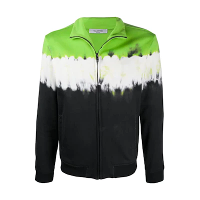 Valentino SS22 Tie-Dye Zip-Up Collar Jacket Green VMF13V6HDA6B