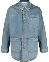Valentino SS22 Washed Logo Print Denim Jacket Casual Loose Fit - Blue VDB01R8K1558 Valentino SS22 Washed Logo Print Denim Jacket Casual Loose Fit - Blue VDB01R8K1558