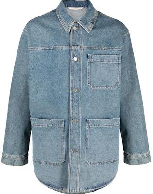 ヴァレンティノ SS22 ウォッシュド ロゴプリント デニムジャケット カジュアルルーズフィット ブルー VDB01R8K1558 Buy ヴァレンティノ SS22 ウォッシュド ロゴプリント デニムジャケット カジュアルルーズフィット ブルー VDB01R8K1558