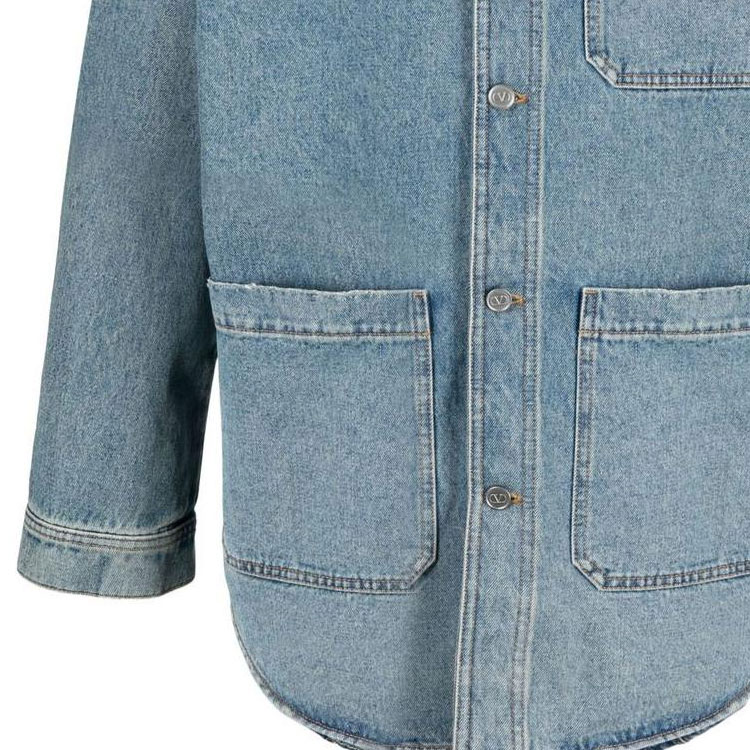 Sizing ヴァレンティノ SS22 ウォッシュド ロゴプリント デニムジャケット カジュアルルーズフィット ブルー VDB01R8K1558