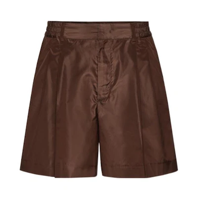 Valentino SS22 Washed Taffeta Shorts Brown XV0RDC168E3E04