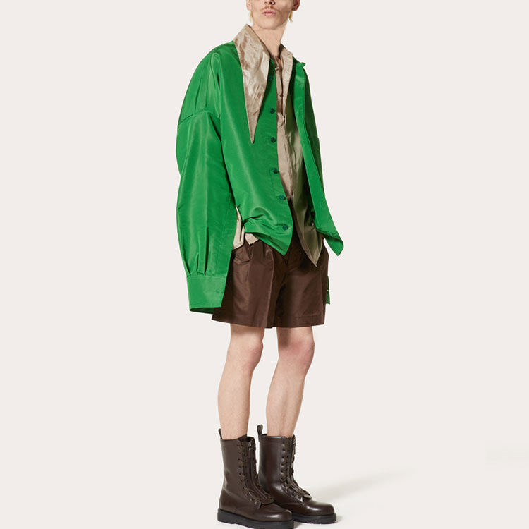 Purchase Valentino SS22 Washed Taffeta Shorts  Brown XV0RDC168E3E04