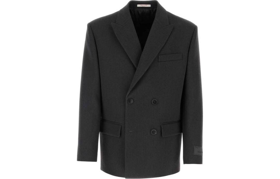Valentino SS23  Black Double-Breasted V-Neck Blazer Jacket 3V3CEE318JM113