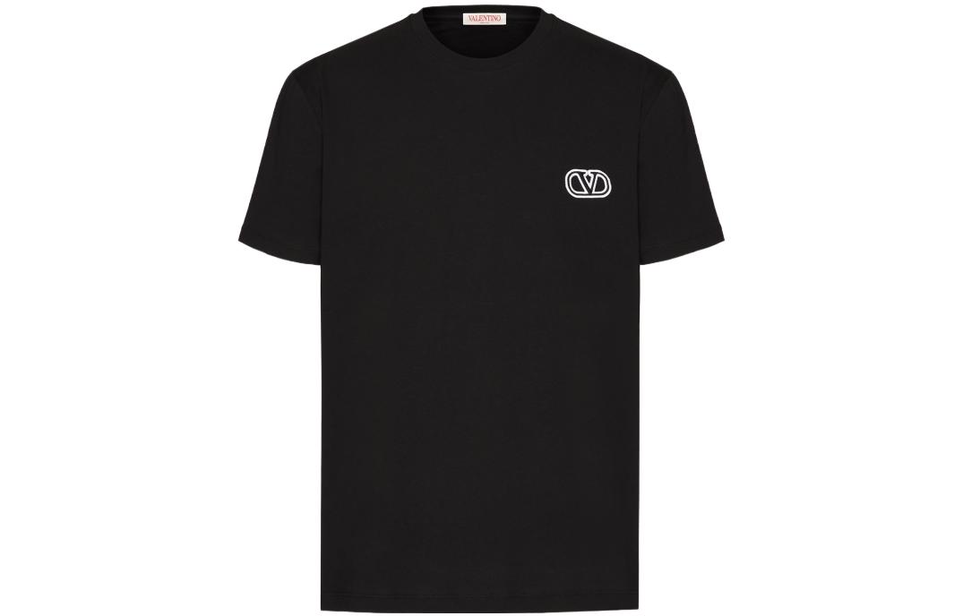Valentino SS23  Black Logo Embroidered Crewneck T-Shirt. 3V3MG10V9LJ-0NO 圖 2