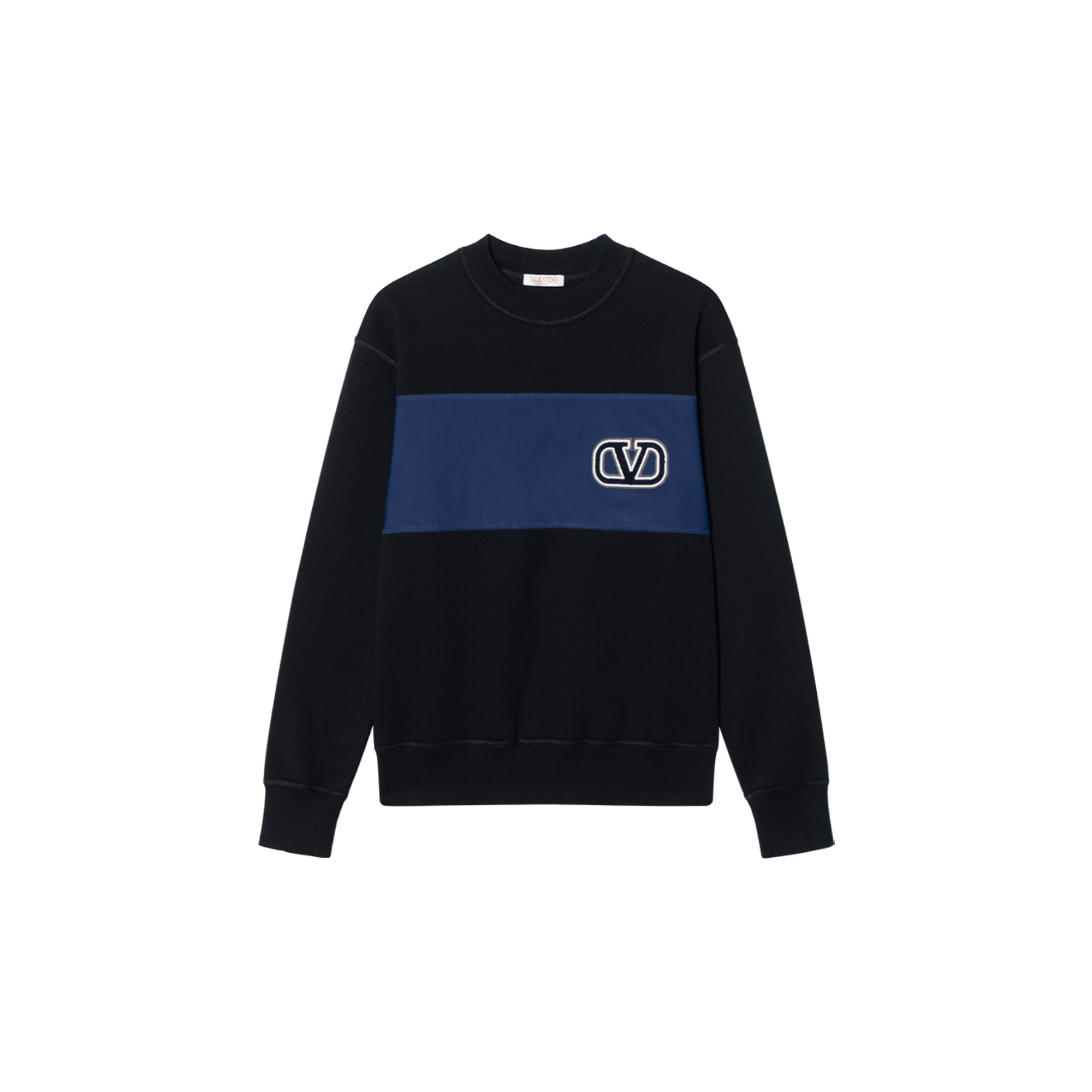 Valentino SS23  Black Logo Print Crewneck Pullover Long-Sleeve Sweatshirt 3V3MF26G9GCNB3