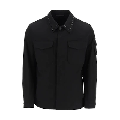 Valentino SS23 Black Long-Sleeve Shirt with Studded Detail. 2V3CSSC1943-0NO