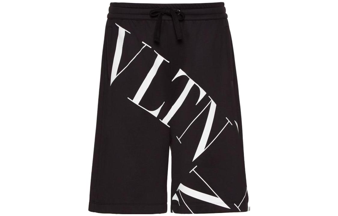 Valentino SS23  Black Shorts with Letter Print Casual Sports Style SV3MD01Q5G2-0NI