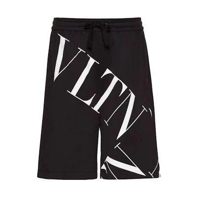 Valentino SS23 Black Shorts with Letter Print Casual Sports Style SV3MD01Q5G2-0NI