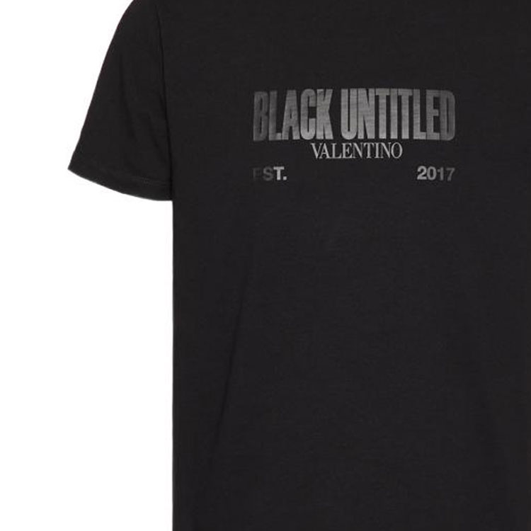 Cheap Valentino SS23 Kaos Hitam dengan Logo Print dan Detail Stud. 2V3MG13C9690NO