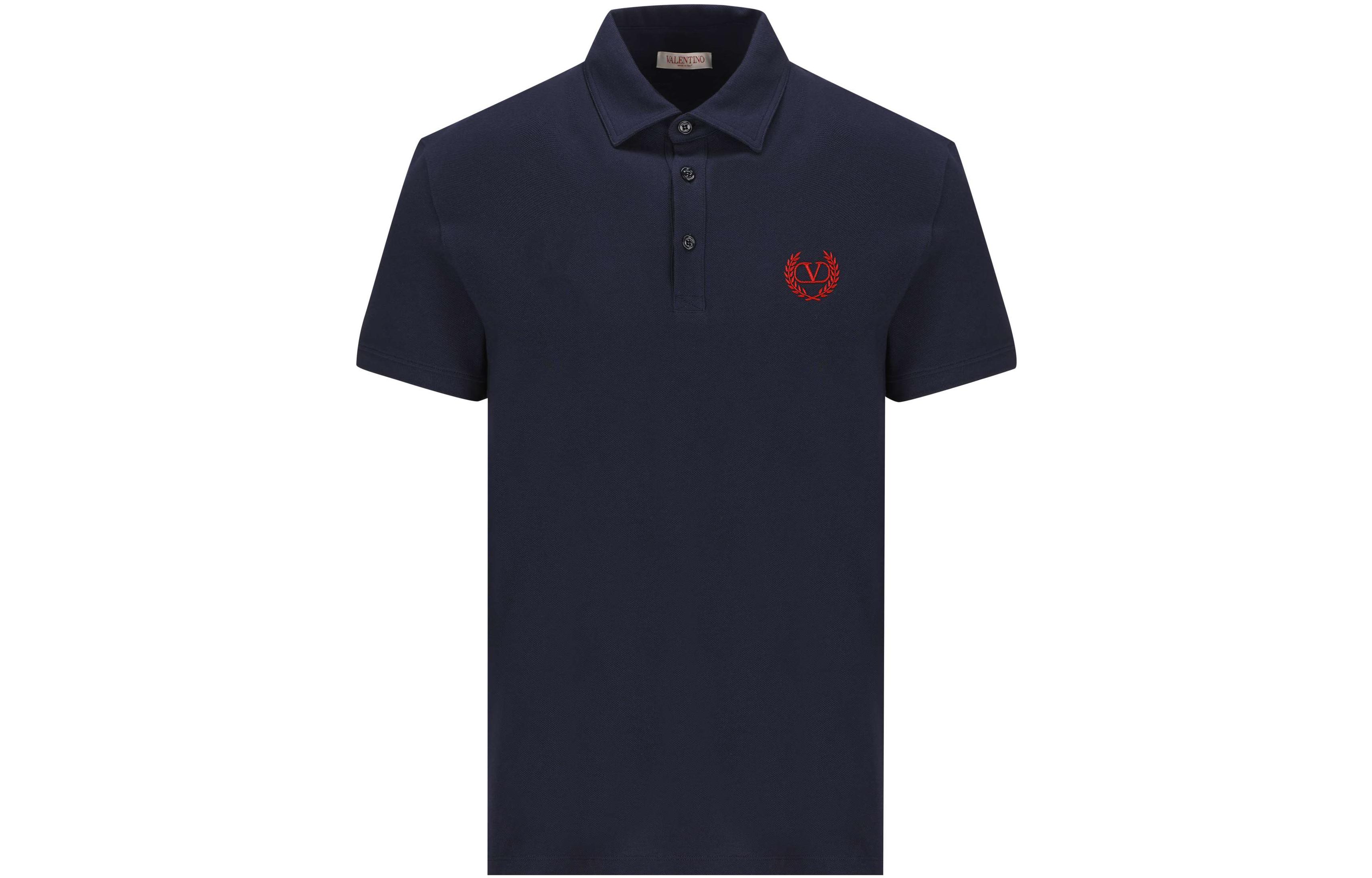 Order Valentino SS23 Kaos Polo Lengan Pendek Biru dengan Logo Print. 2V3MH00V94Y-598