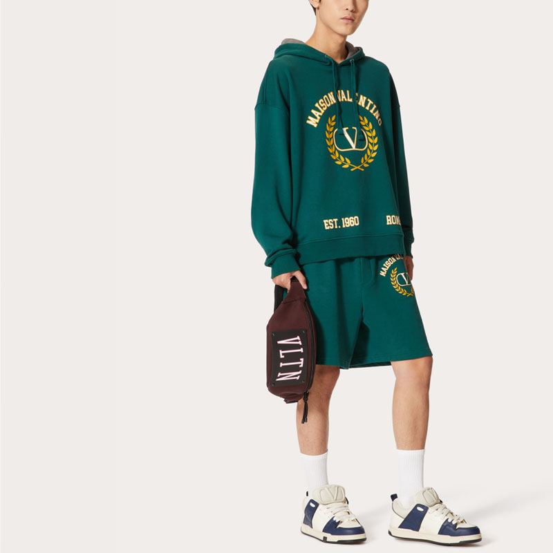 Purchase Valentino SS23 綠色直筒短褲 彈性腰頭搭配品牌印花 2V3MD03V93LUY9