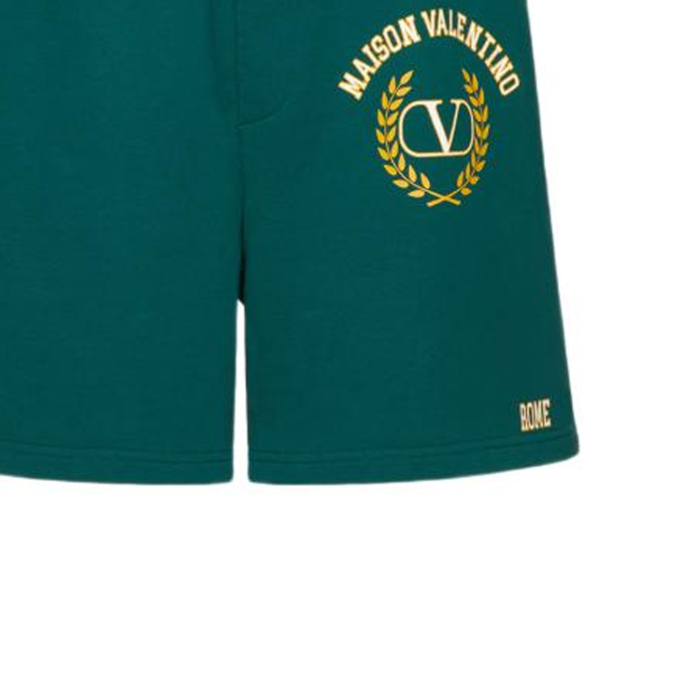 Sizing Valentino SS23 綠色直筒短褲 彈性腰頭搭配品牌印花 2V3MD03V93LUY9