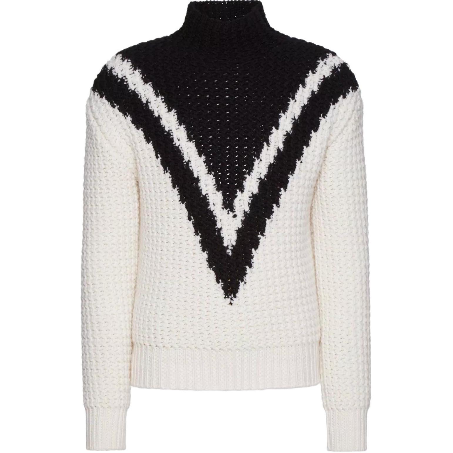 Valentino SS23  Ivory Colorblock Striped Turtleneck Sweater 2V3KC23P94W0AN
