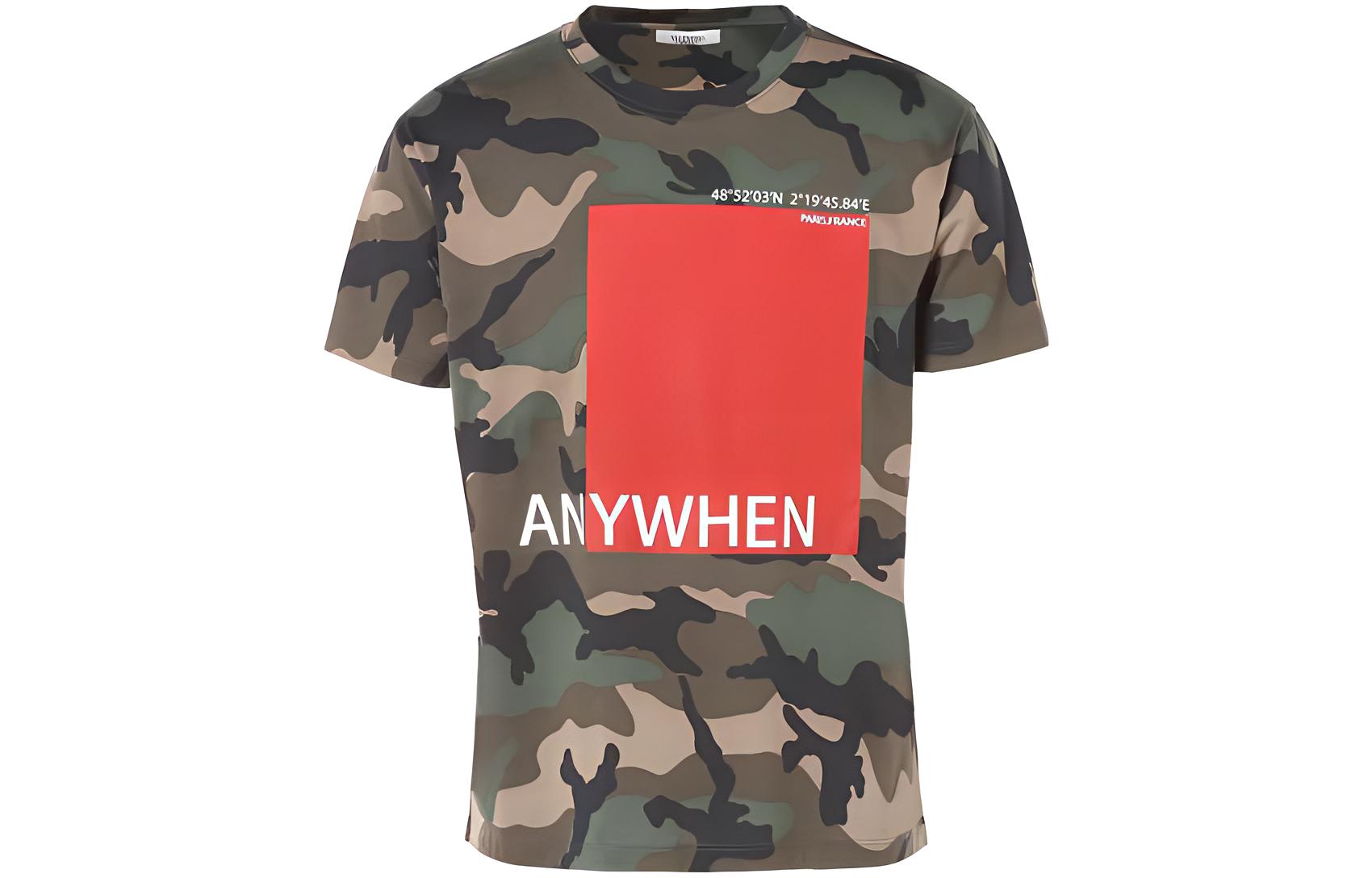 Valentino SS23  Oversized Camouflage Logo Print T-Shirt Dark Green. PV3MG10Q-3M0-F00