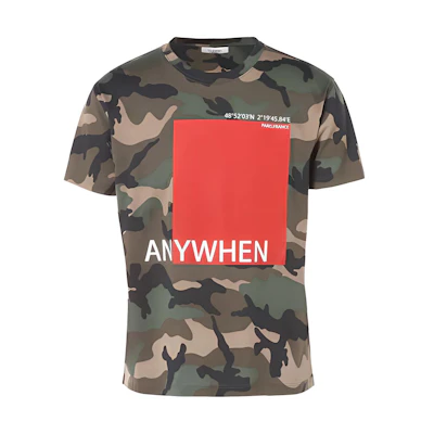 Valentino SS23 Oversized Camouflage Logo Print T-Shirt Dark Green. PV3MG10Q-3M0-F00