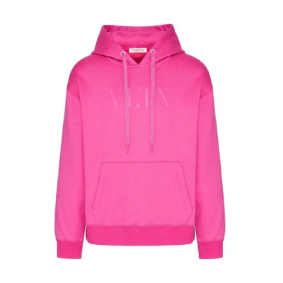 Valentino SS23 Pink Letter Print Pullover Hoodie. 2V3MF15P96Q-UWT