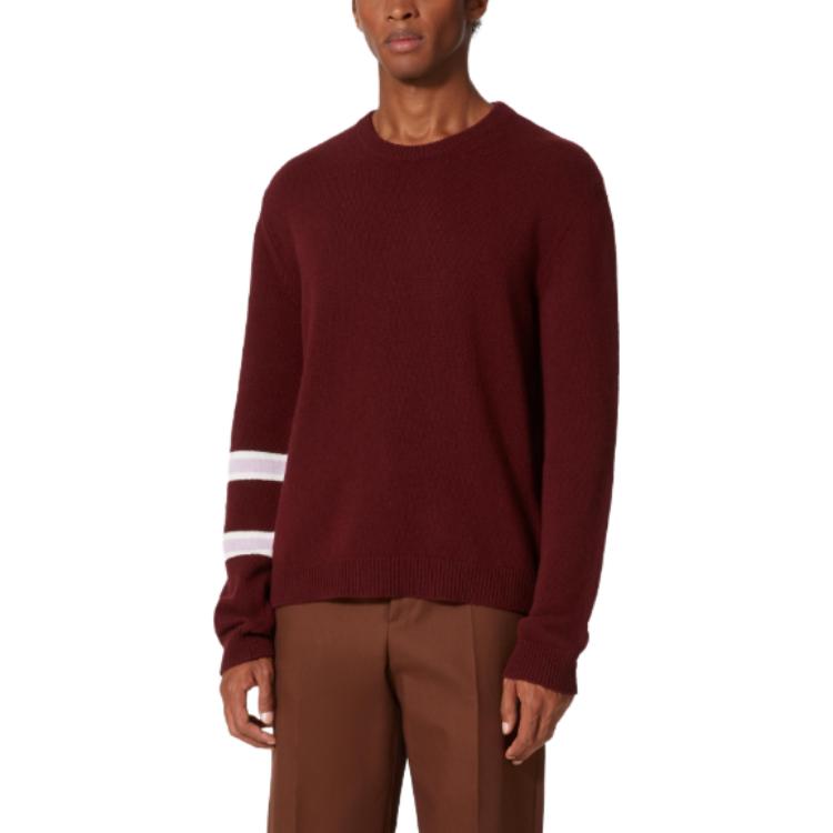 Lookbook 발렌티노 SS23 레드 스트라이프 트림 크루넥 스웨터. 2V3KC24U95NUZC