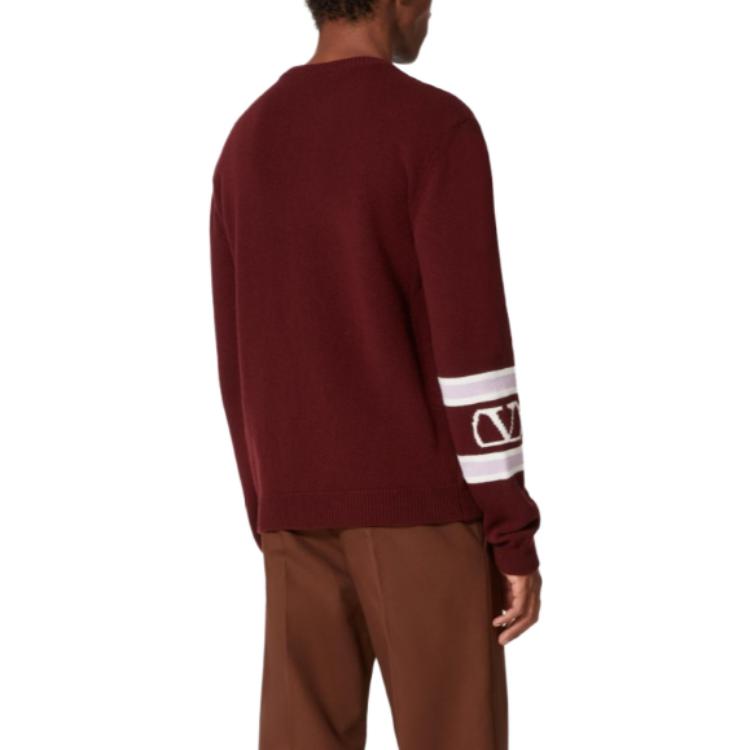 Shop 발렌티노 SS23 레드 스트라이프 트림 크루넥 스웨터. 2V3KC24U95NUZC