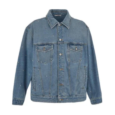 Valentino SS23 Studded Denim Jacket Blue - Long Sleeve Button-Up 2V3DC02G93Q558