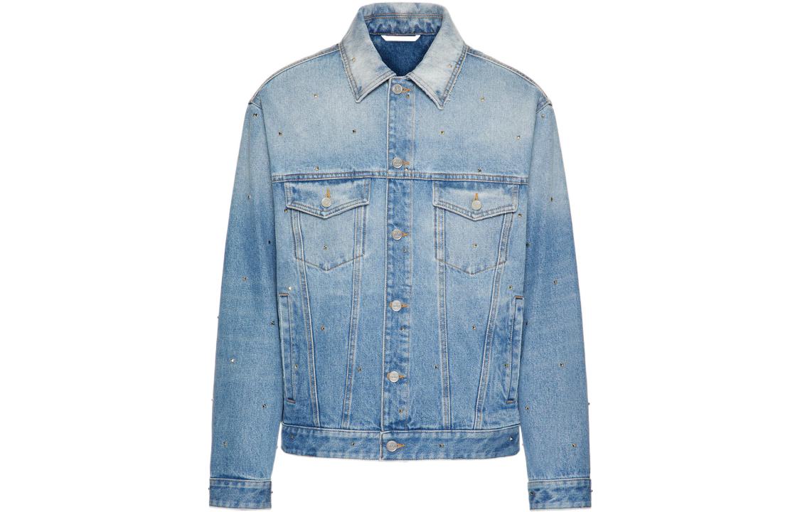 Order Valentino SS23 蓝色铆钉牛仔夹克 - 长袖纽扣开衫 2V3DC02G93Q558