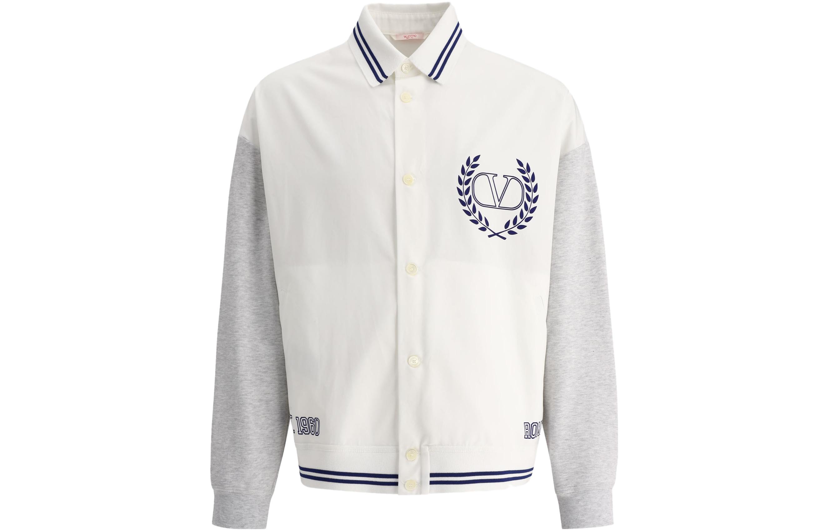 Valentino SS23  White Colorblock Logo Print Button-Up Jacket. 2V3CIM4591R-V2A