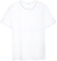 Valentino SS23 White Loose Fit T-Shirt with Studded Crew Neck Design. 2V3MG08X959-0BO Valentino SS23 White Loose Fit T-Shirt with Studded Crew Neck Design. 2V3MG08X959-0BO