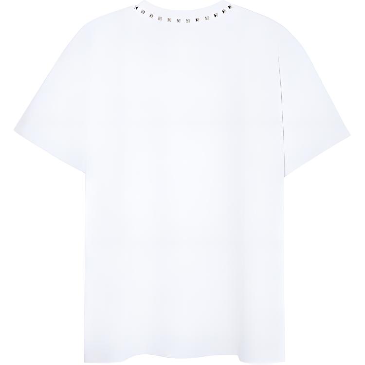 Lookbook Valentino SS23 白色寬鬆T恤 搭配鉚釘圓領設計 2V3MG08X959-0BO
