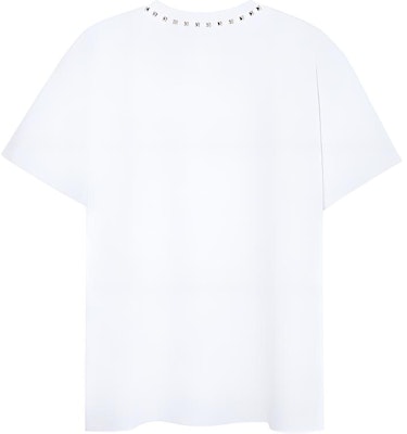 Valentino SS23 白色寬鬆T恤 搭配鉚釘圓領設計 2V3MG08X959-0BO Lookbook Valentino SS23 白色寬鬆T恤 搭配鉚釘圓領設計 2V3MG08X959-0BO