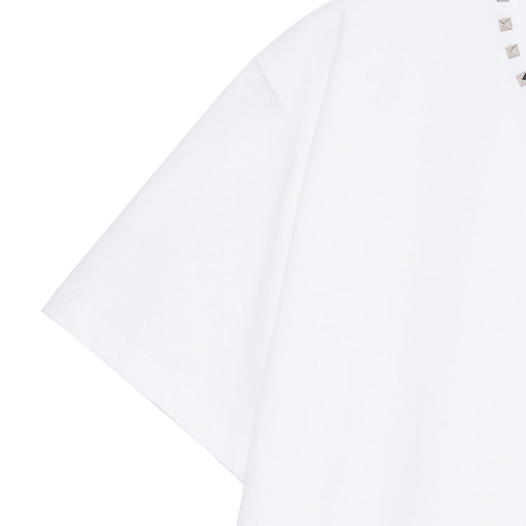 Details for Valentino SS23 白色寬鬆T恤 搭配鉚釘圓領設計 2V3MG08X959-0BO
