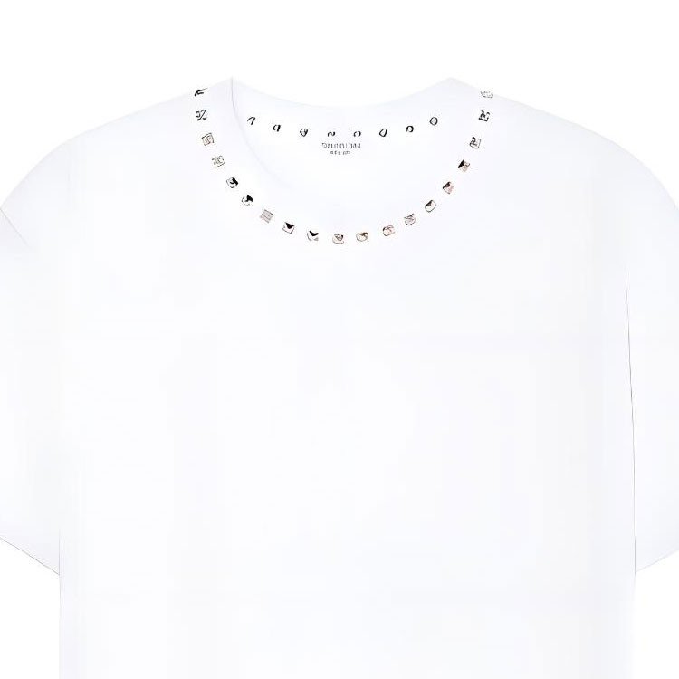 Cheap Valentino SS23 白色寬鬆T恤 搭配鉚釘圓領設計 2V3MG08X959-0BO