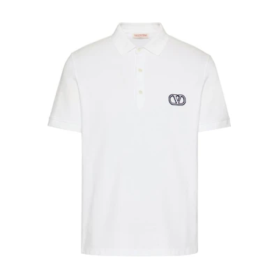 Valentino SS23 White Polo Shirt with Letter Logo Print. VMH01K954-0BO